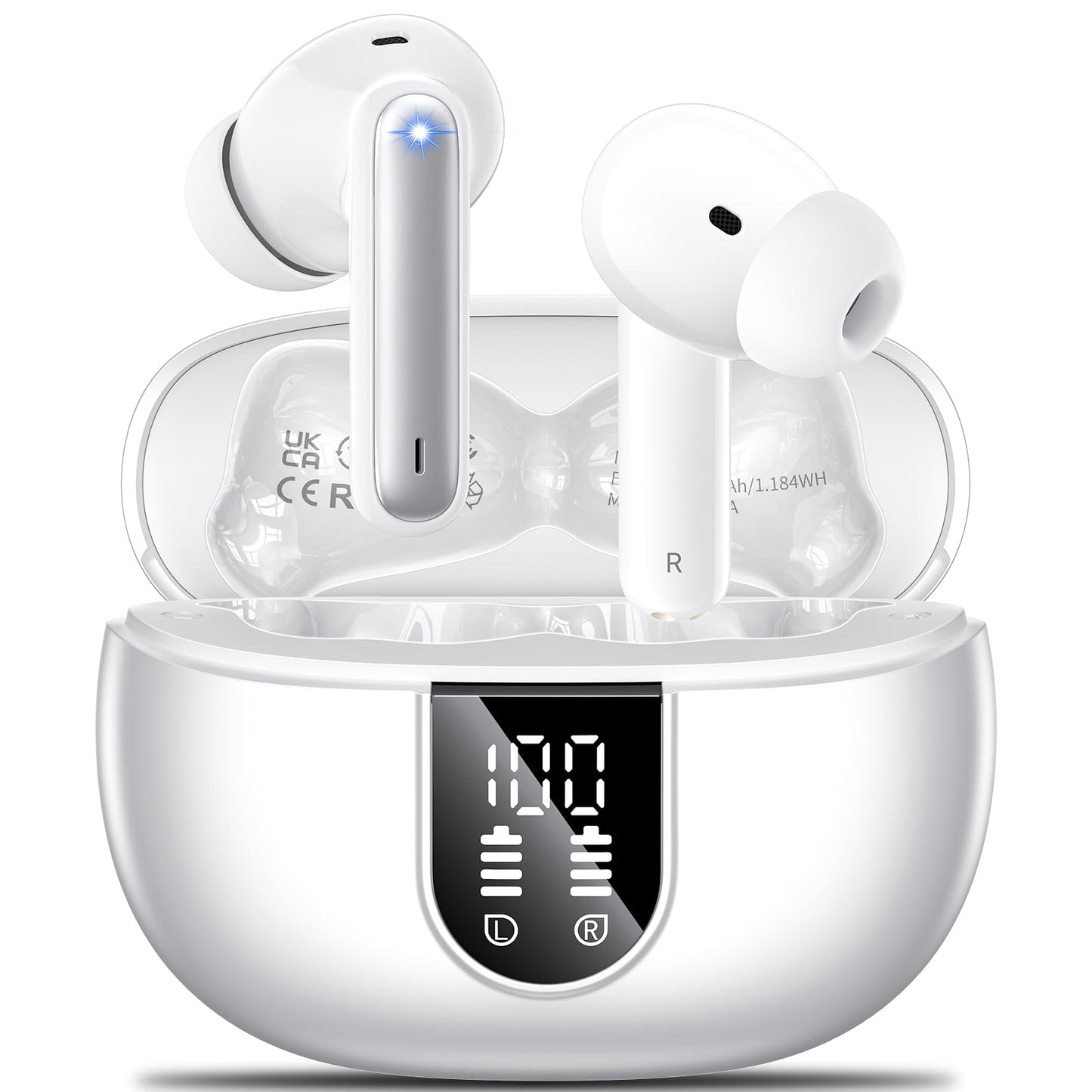 Wireless Earbuds, 2024 Wireless Headphones HiFi Stereo Earphones with 4 ENC Noise Canceling Mic, 42Hs Playtime In Ear Earbud, Bluetooth 5.3 Sport
