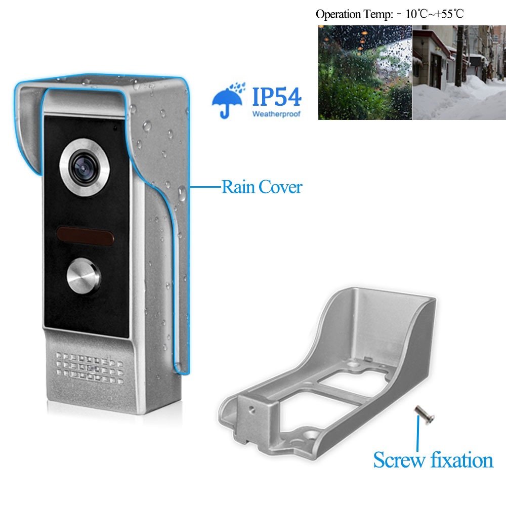 LIBO 7" Video Intercom Wired Home Video Door Entry System, One Indoor Monitor with One Outdoor Camera, Waterproof Rainproof IR Night Vision, Two-Way