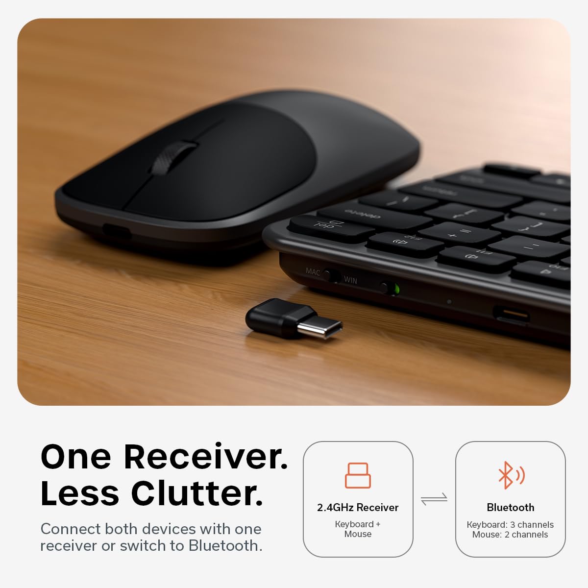 Satechi Slim CEX1 Wireless Keyboard & Mouse Combo, Bluetooth, Space Black