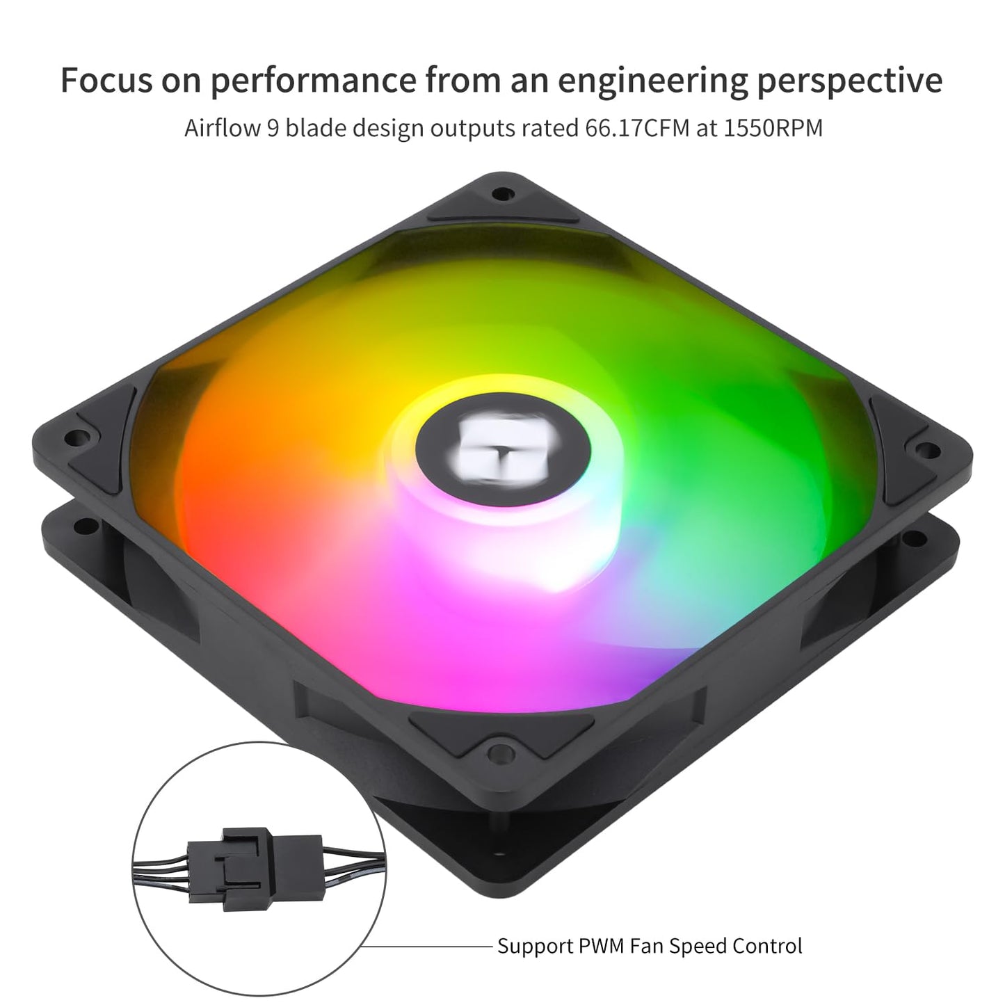 Thermalrlght TL-C12C-S CPU Fan 120mm ARGB Case Cooler Fan, 4pin PWM Silent Computer Fan with S-FDB Bearing Included, up to 1550RPM Cooling Fan
