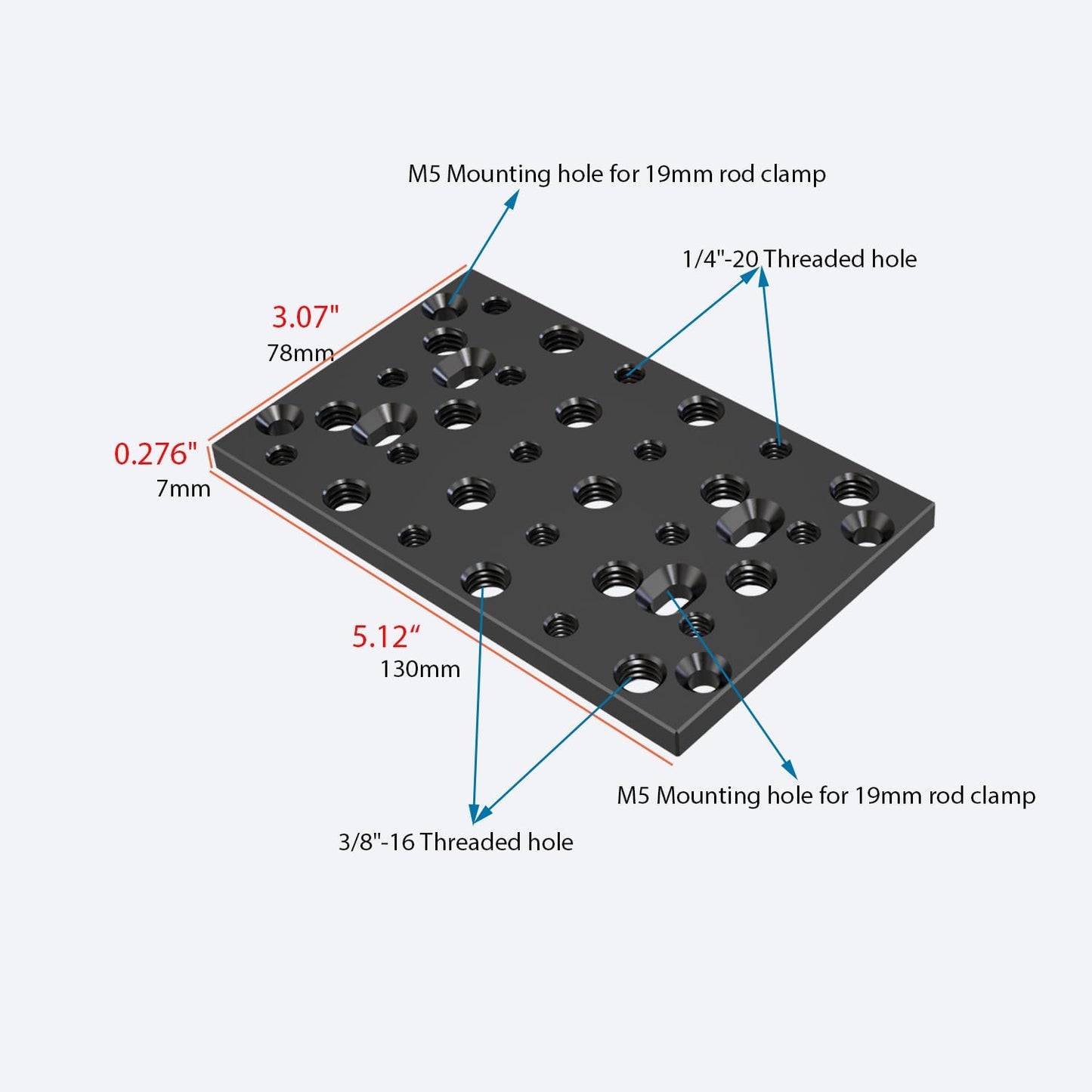 Camera Cheese Plate with 1/4" and 3/8" Threaded Holes,Extension Switching Mounting Plate for Cameras,Tripod and Other Photography Accessories