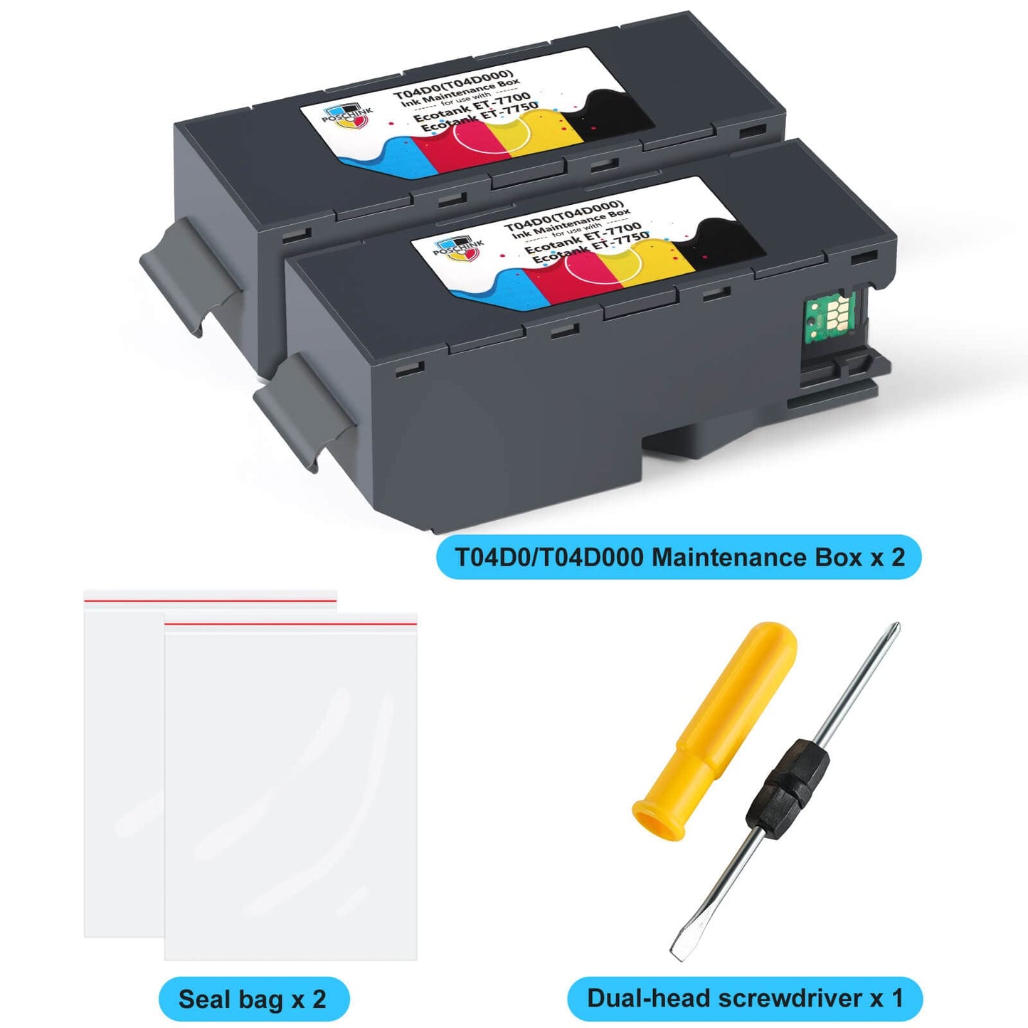 Poschink T04D0 Maintenance Box for Ecotank ET7700 ET7750 / ET-7700 ET-7750 Printers (T04D000/EWMB1)