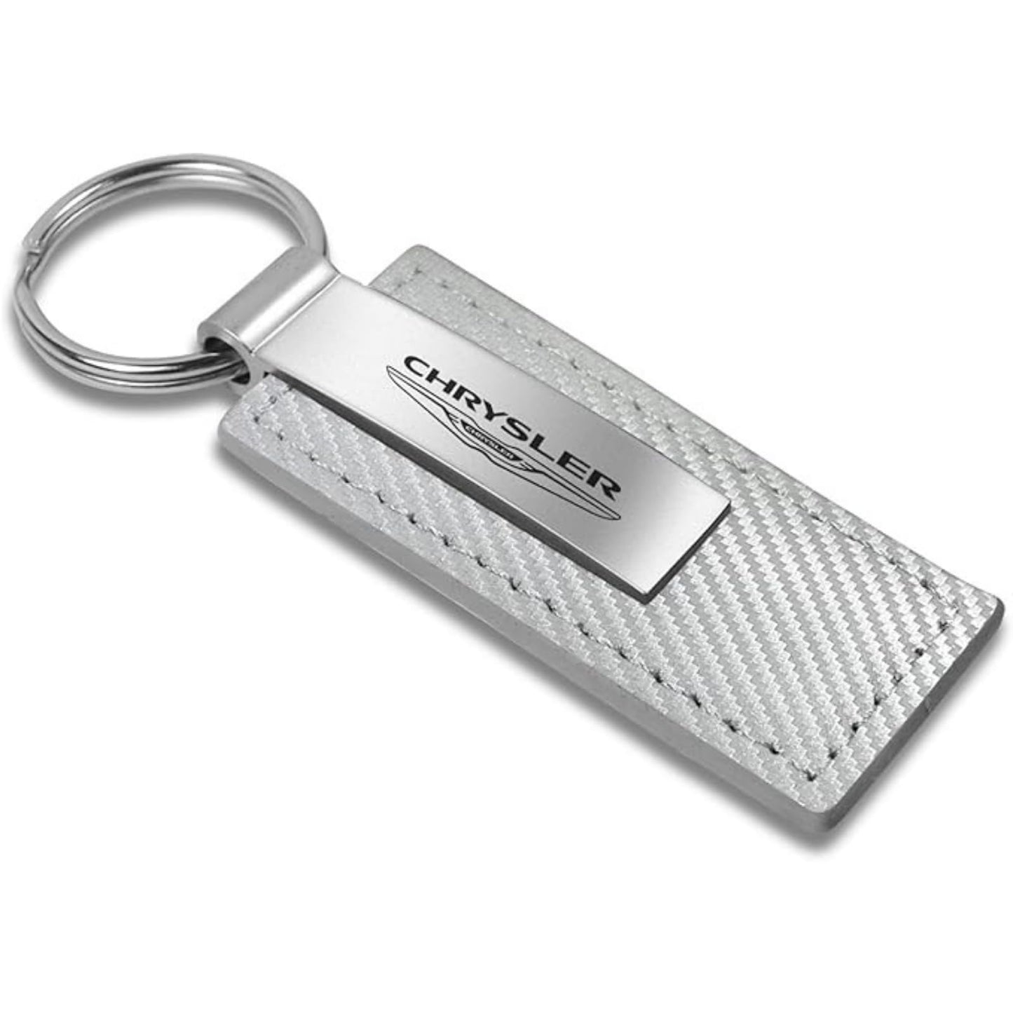 AU-TOMOTIVE GOLD, INC. Officially Licensed White Carbon Fiber Leather Key Fob for Chrysler
