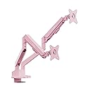 Pixio PS1D Wave Pink Dual Monitor Arm Stand Desk Mount - Fits up to 32 inches Monitors and up to 19.8lbs. VESA Compatibility and Integrated Cable