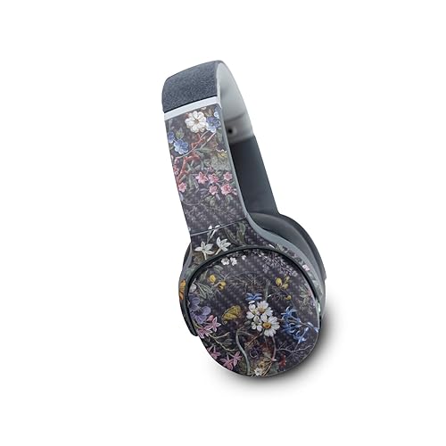 MightySkins Carbon Fiber Skin Compatible with Skullcandy Crusher Evo Wireless - Midnight Blossom | Protective, Durable Textured Carbon Fiber Finish…