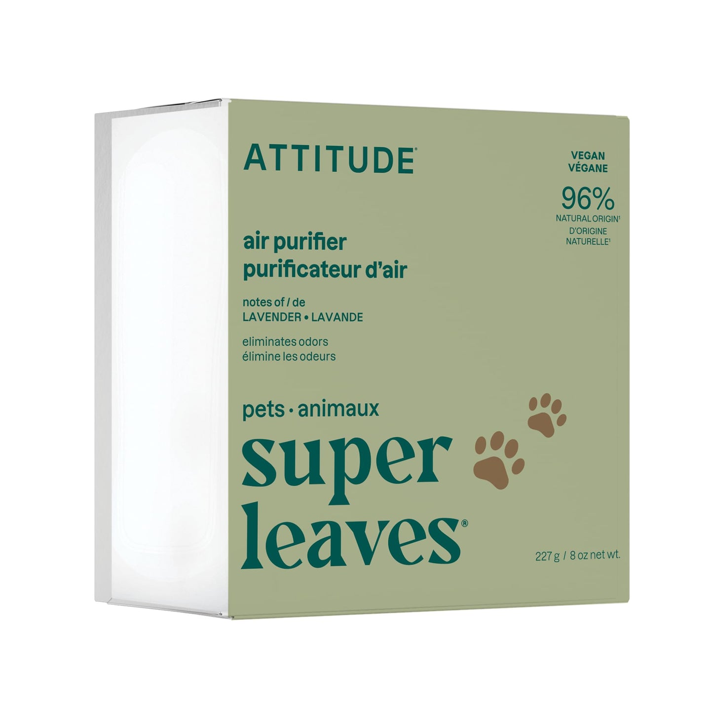 ATTITUDE Air Purifier with Activated Carbon Filter, Plant- and Mineral-Based Ingredients, Traps Pet Odors and Pollutants, Vegan and Cruelty-free