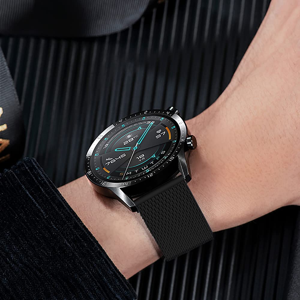 Moran Stainless Steel Mesh Watch Band 20mm Quick Release Black Replacement Metal Strap 18mm 20mm 22mm Compatible for Samsung Galaxy Watch 6 Band