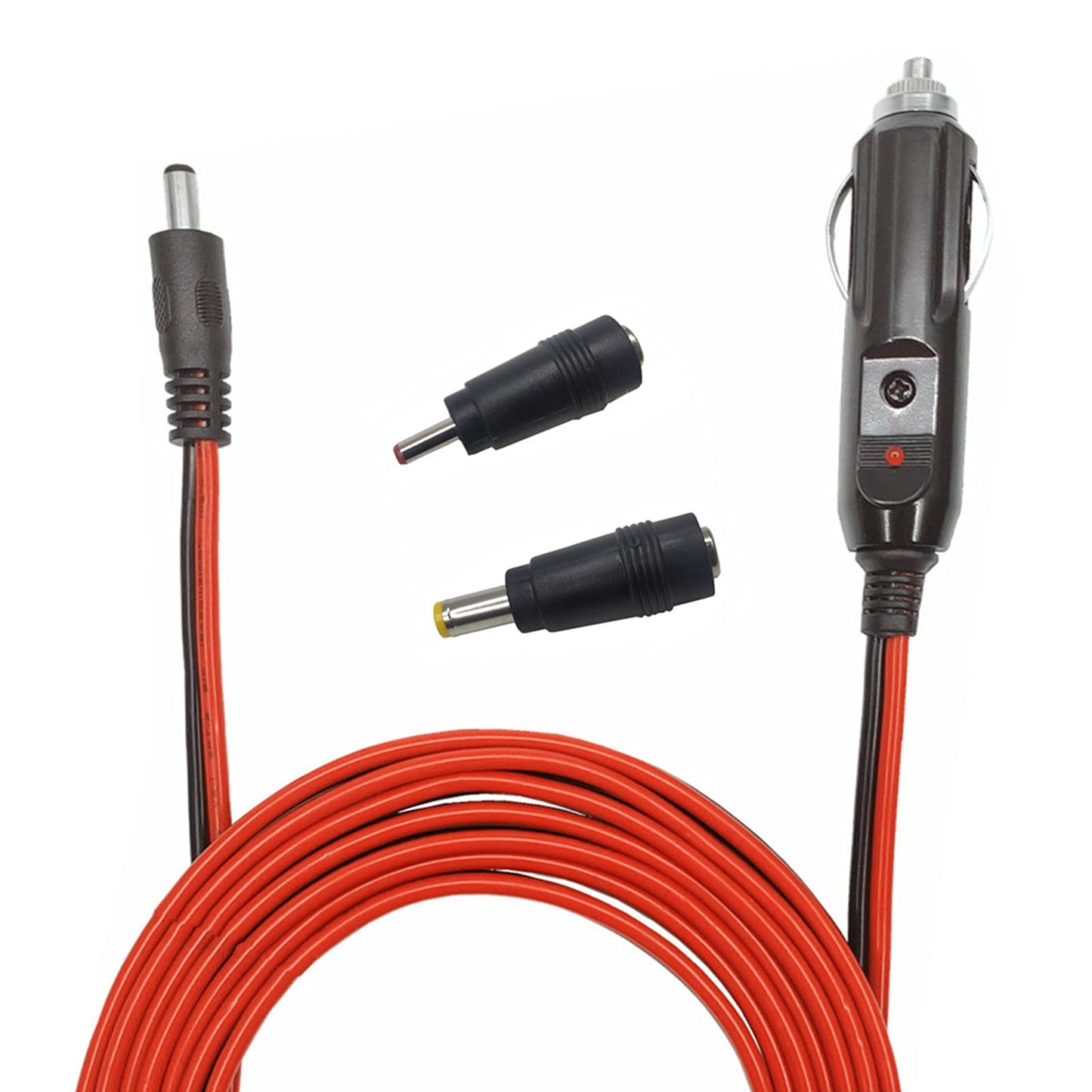 AEISVIK DC Car Charger Cable - 5.5mm x 2.1mm Connector to Cigarette Lighter Male Plug With Extra 2 Connectors 12-24V 15A Auto Power Supply Cord