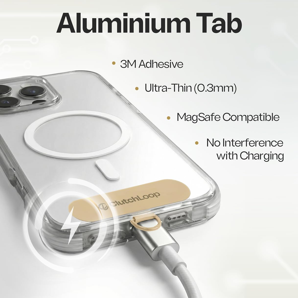ClutchLoop 2 Anti-Theft Phone Tether - Magnetic Connection, Metal Anchor, Retractable Steel Line and Locking Carabiner (Latte)