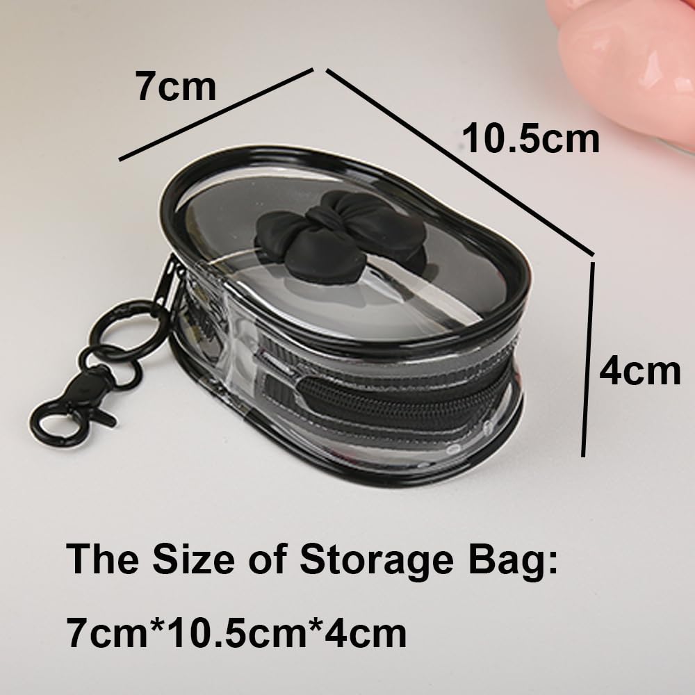 QLD COVER Charging Cable Storage Bag, Cute 3D Bow Tie Waves Design Transparent Compact Travel Cables Carrying Storages Case Electronic Accessories