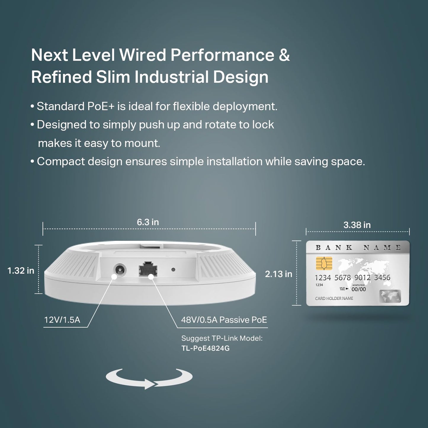 TP-Link Omada WiFi 6 Wireless Access Point - AX3000 Dual Band, 1G Port, PoE+ or DC Powered, DC Adapter Included, 5yr Warranty, Captive Portal, Mesh