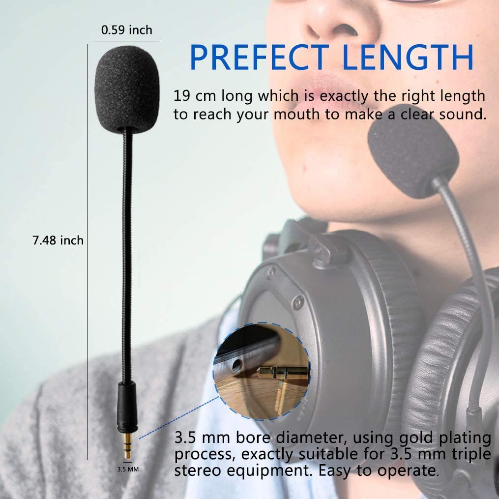 AKKE Mic Replacement 3.5mm Detachable Game Microphone Boom Compatible with PDP Afterglow AG6 Ear Force Xbox One Stealth 400 420x 450 500p 520 Recon