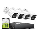 SANNCE 8CH 1080P Security Camera System DVR and 4x2.0MP Indoor Outdoor IP66 Weatherproof Bullet CCTV Cameras with IR 100ft Night Vision LEDs, Easy