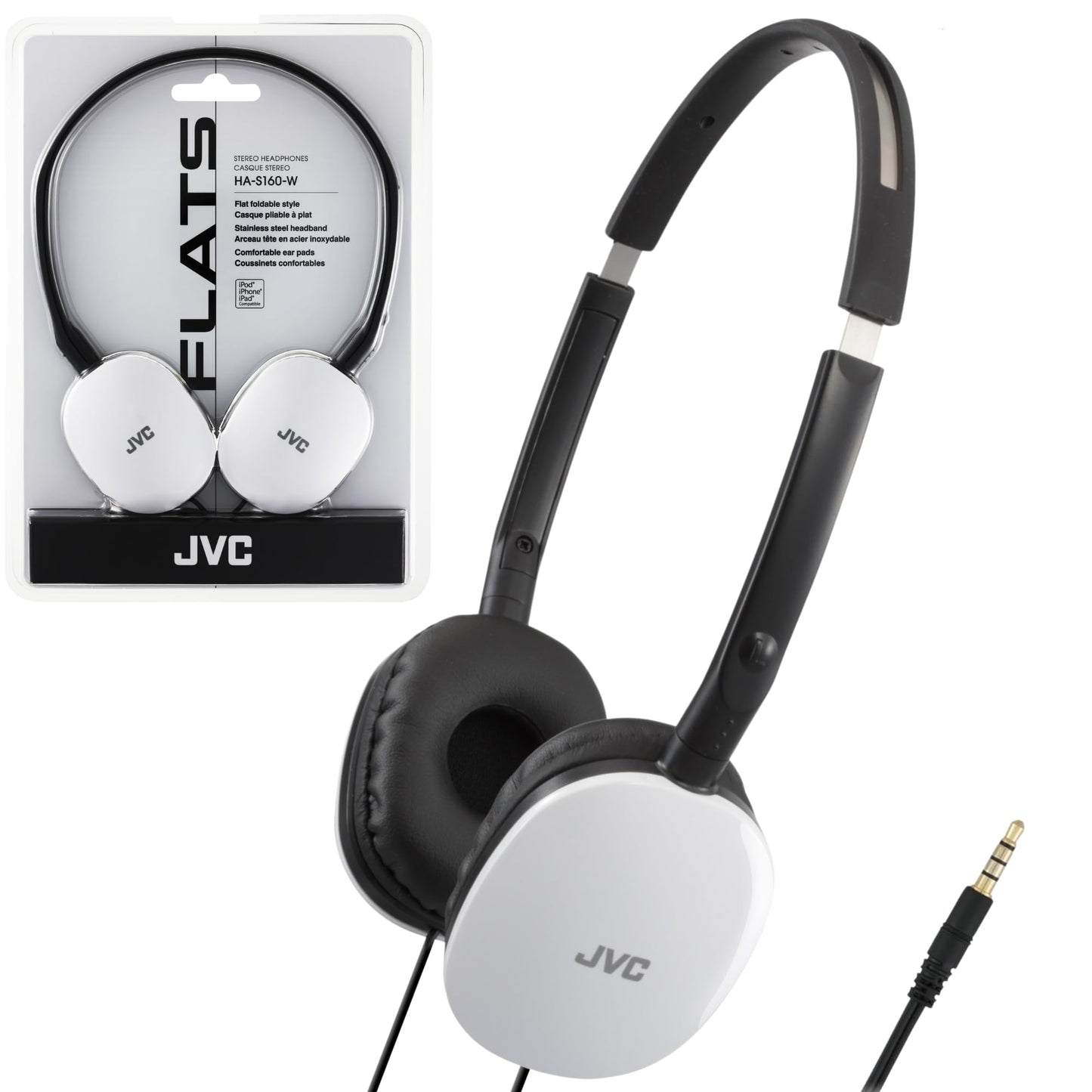 JVC Flats On-Ear Wired Headphones - Flat Foldable Design - 30mm Driver for Powerful Sound - Soft Ear-Pads for Comfort - Steel Headband - Lightweight…