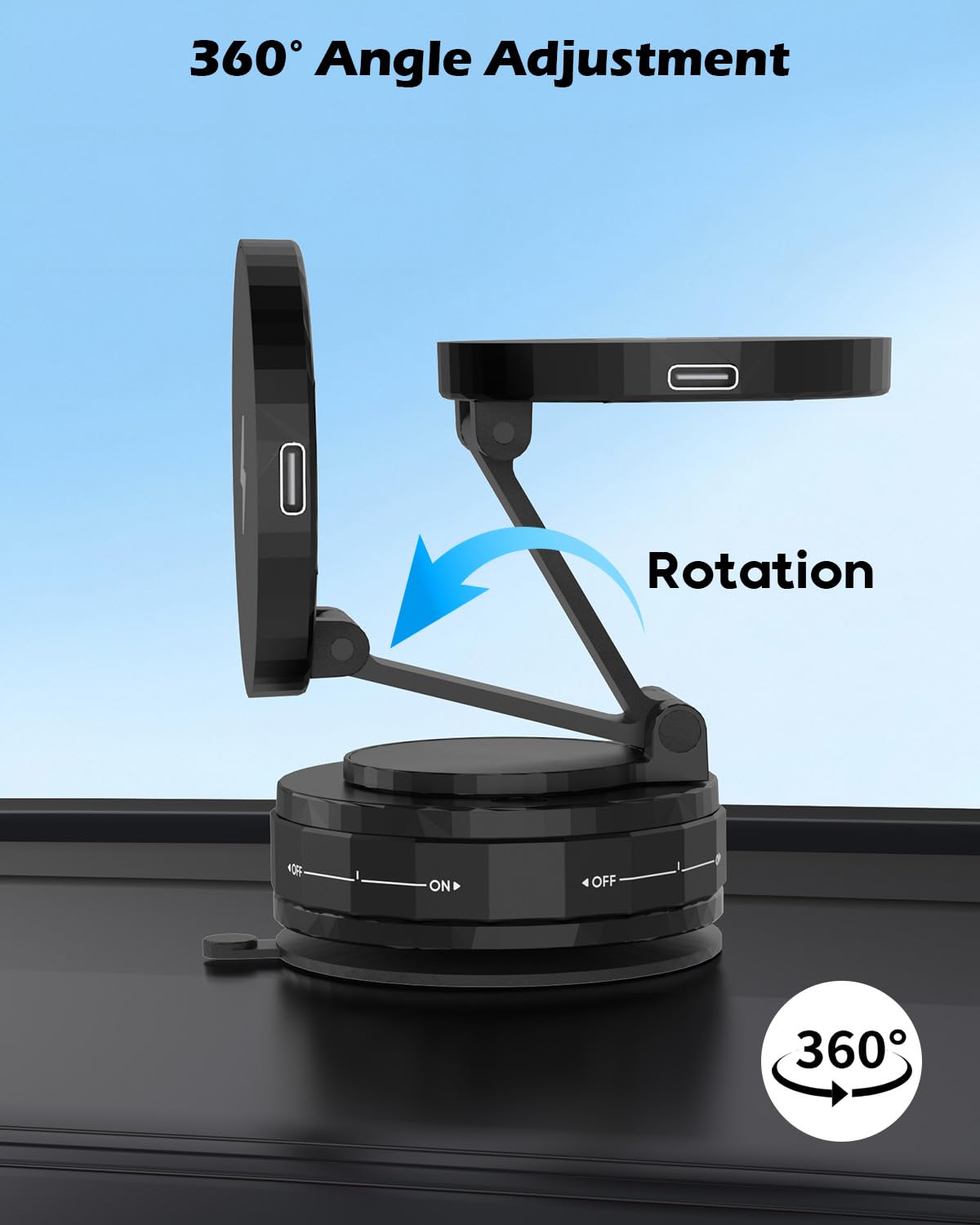 15W Magnetic Wireless Car Charger ,Mag Safe Car Mount Charger Fast Magnet iPhone Charging 360°Adjustable Phone Holder with Stronger Magnetic & Suction