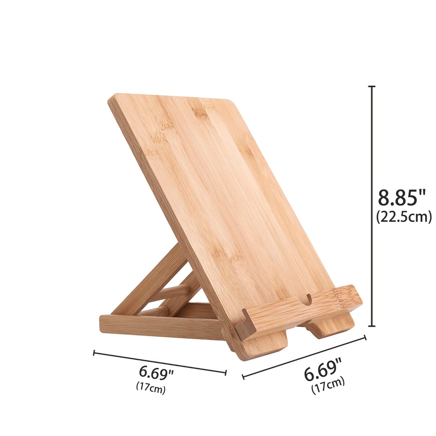 Collect Beauty Bamboo Tablet Stand Holder Adjustable Folding Wood iPad Stand with Chargeable Hole for Desk iPad Cooking Stand