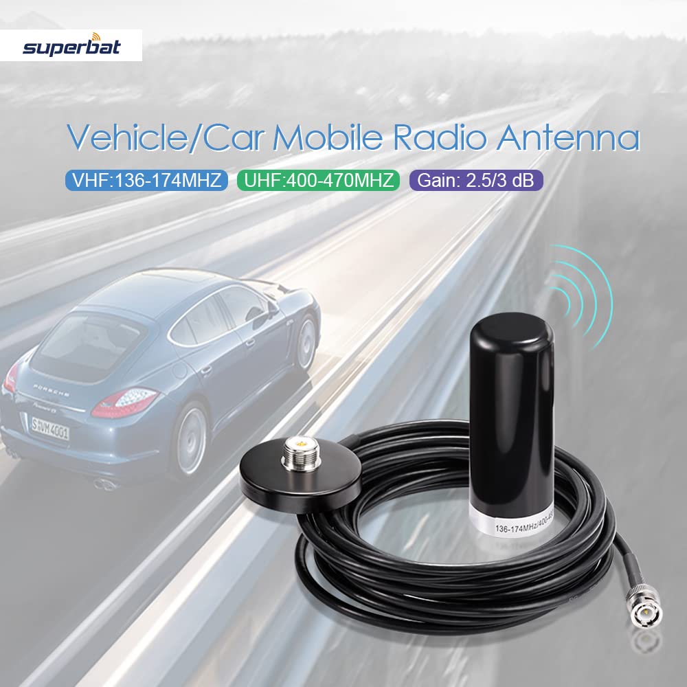 wlaniot Vehicle/Car Mobile Dual Band Antenna BNC Male Connector Magnetic Base Mount 5M RG58 Cable for BC125AT Scanner