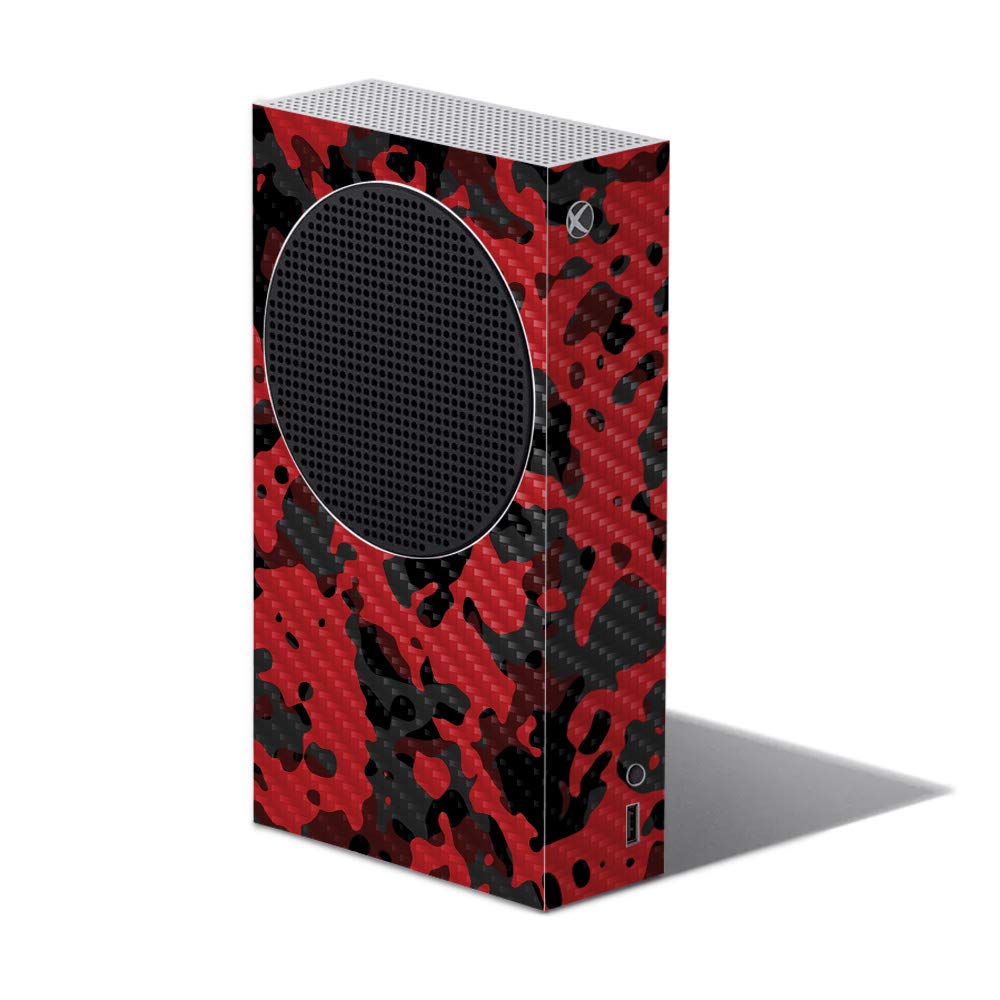 MightySkins Carbon Fiber Skin Compatible with Xbox Series S - Red Modern Camo | Protective, Durable Textured Carbon Fiber Finish | Easy to Apply