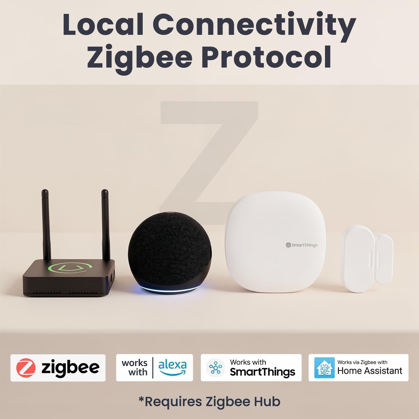 4 Pack Zigbee Door Sensor, Mini Smart Contact Sensors for Doors, Home Automation, Compatible with SmartThings, Alexa, Home Assistant, Hubitat, Aeotec
