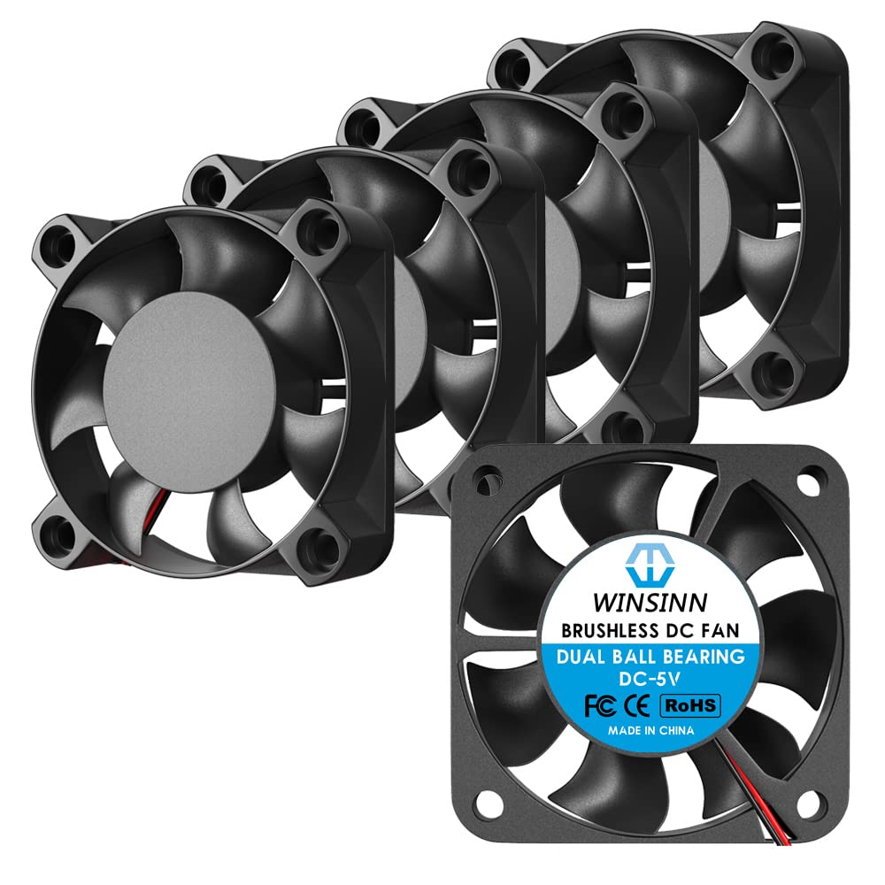 WINSINN 40mm 5V Fan - Dual Ball Bearing 5000 RPM 4010 Cooling Fan Replacement for DVR/Small Appliances/Electronics, 30cm Cable with XH2.54-2PIN