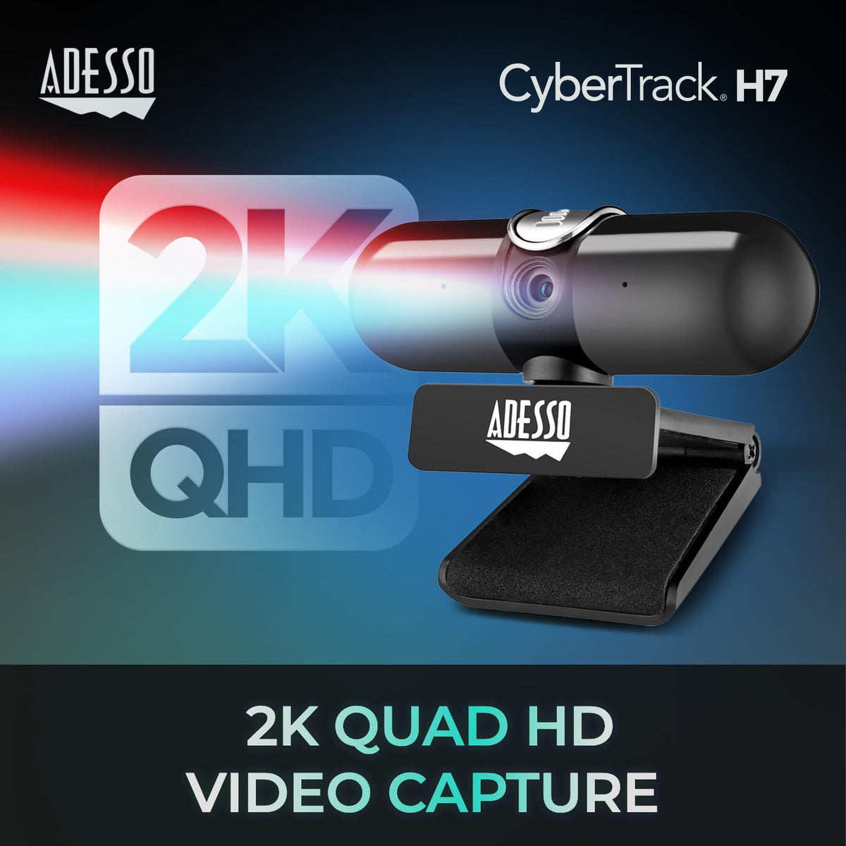 Adesso CyberTrack H7 2K Webcam with Microphone Autofocus