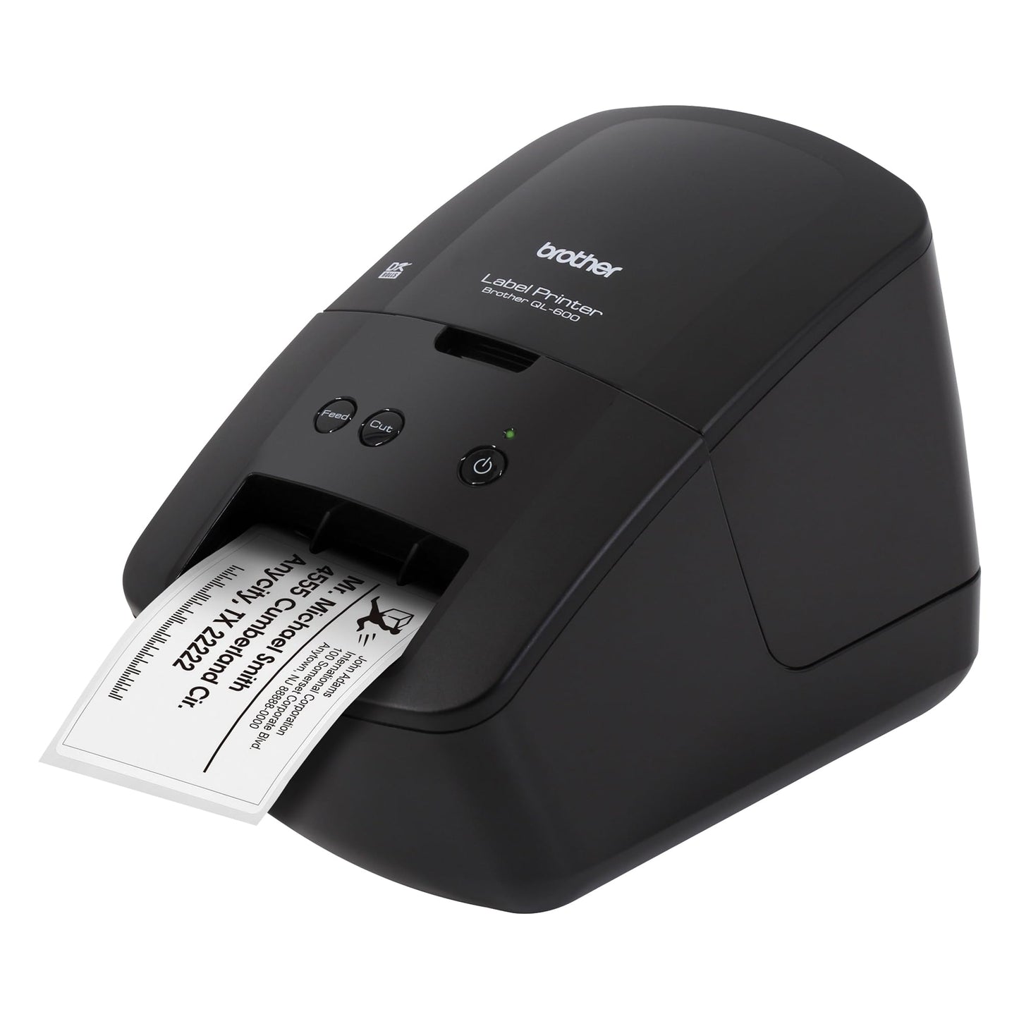 Brother QL-600 Desktop Monochrome Label Printer, up to 2.4" Label Width, No Ink Required, uses Genuine DK Drop-in Rolls for Fast Labeling and Easy