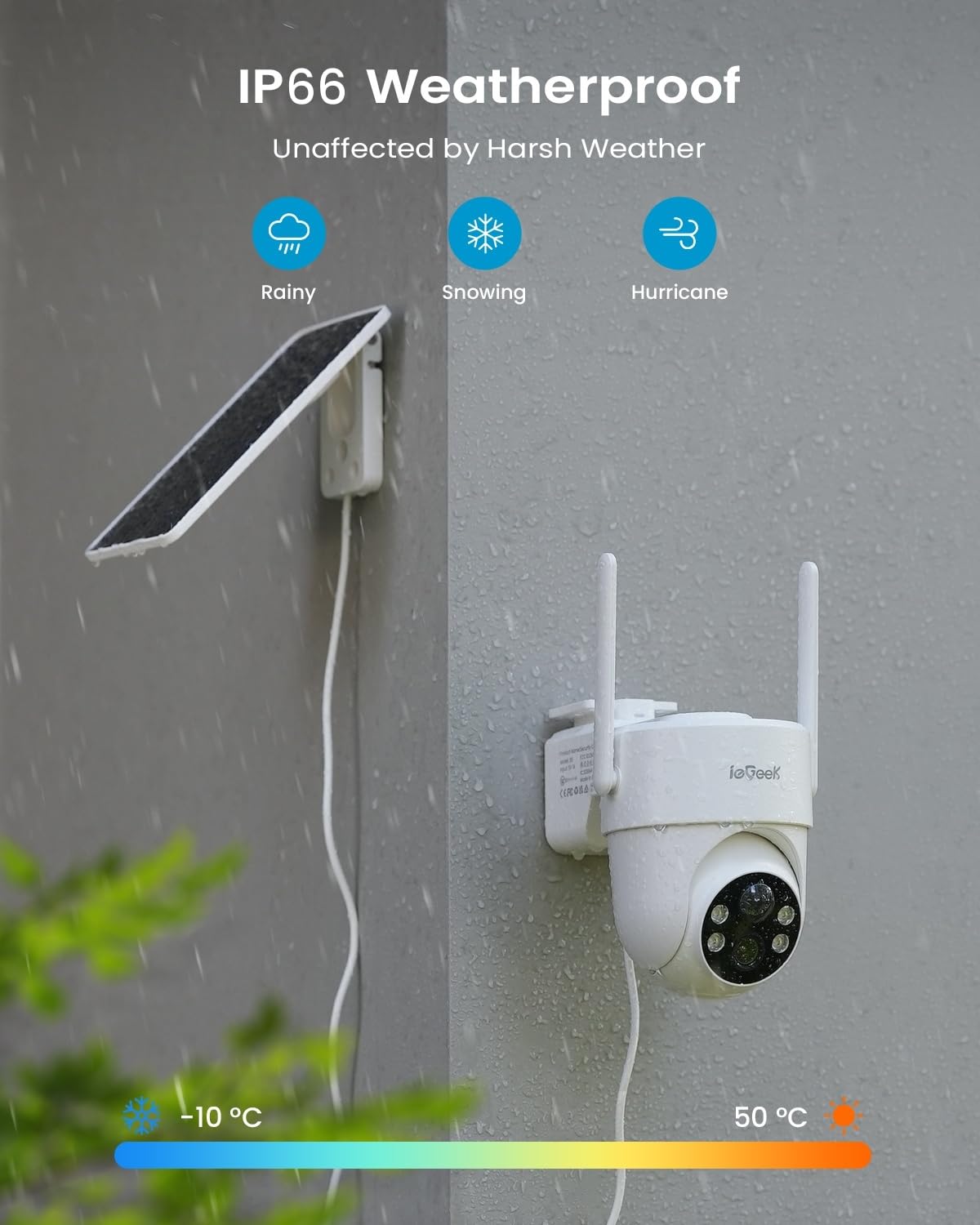 ieGeek 2 Pack S5 Solar Security Camera Wireless Outdoor - 2K 3MP WiFi Camera with Removable Solar Panel, 360° Pan Tilt, Color Night Vision, AI