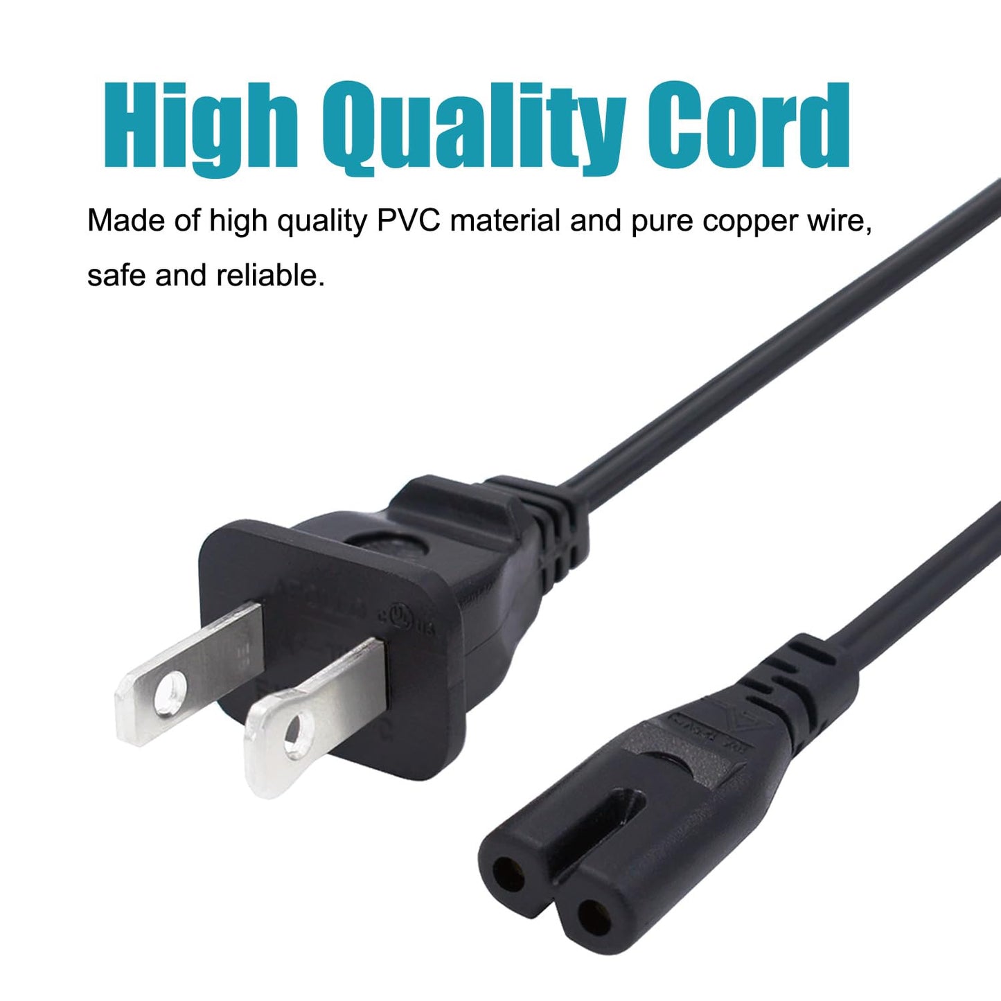 8ft 2 Prong Power Cord Replacement for Sony PlayStation 5 PS5 PS2 PS3 PS4 Slim Edition Xbox One 1 S Slim Game Console, Xbox One X Supply Plug Electric