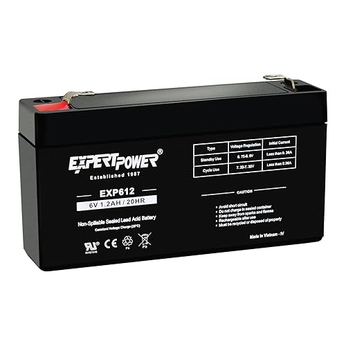 ExpertPower EXP612-1.2Ah 6V Rechargeable Battery, Alarm Battery Replacement for Security System, Home Alarm, GE XT Backup, Replaces DJW6-1.2, 6V1.3AH…