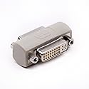 DVI Coupler Female to Female Gender Changer Bulkhead Mount Adapter(Beige Nickel Plated)