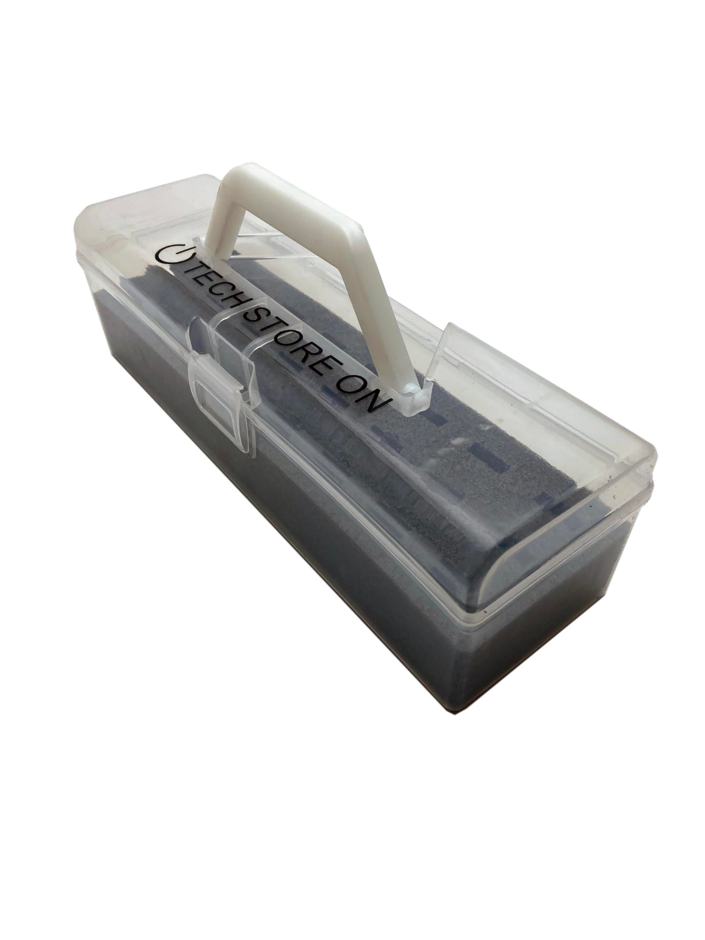 TECH STORE ON USB Drive Organizer Case (Plastic - 24 Slots with Carry Handle) - Shockproof & Antistatic Storage Box for Flash Drives, SD Cards