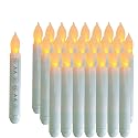 Houdlee Pack of 24 Flameless Taper LED Candles - Battery Operated Flickering Ivory - Perfect for Wedding, Christmas, Parties - 6.5 Inch - White