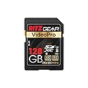 Ritz Gear 128GB High-Speed SDXC UHS-II SD Card, C10, U3, V90, Full-HD & 8K Memory Card for DSLR, Cinema-Quality Video Cameras