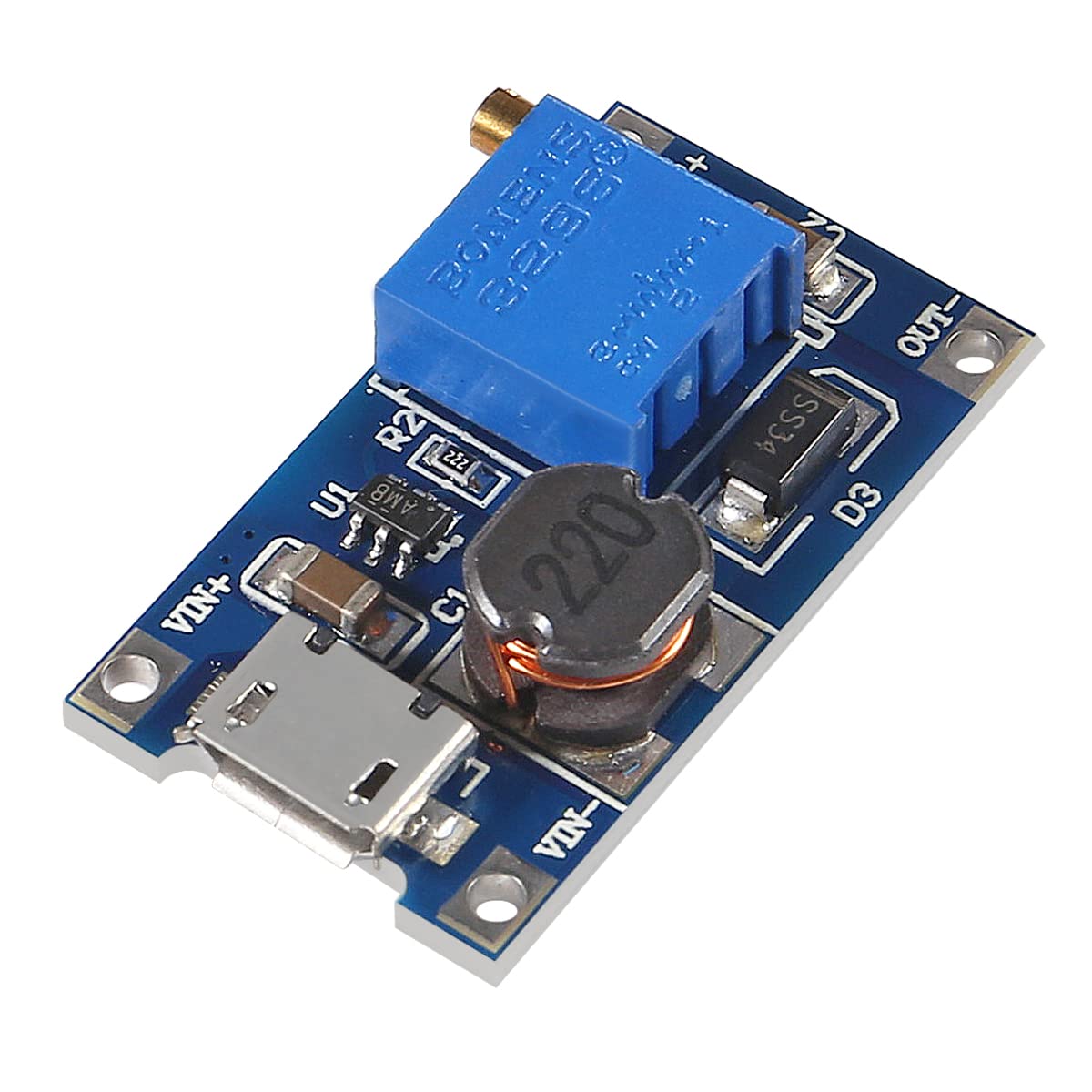 QCCAN 12Pcs MT3608 DC-DC Step Up Converter Adjustable Power Supply Booster Module Voltage Regulator MAX Output 28V 2A (MT3608 with USB)