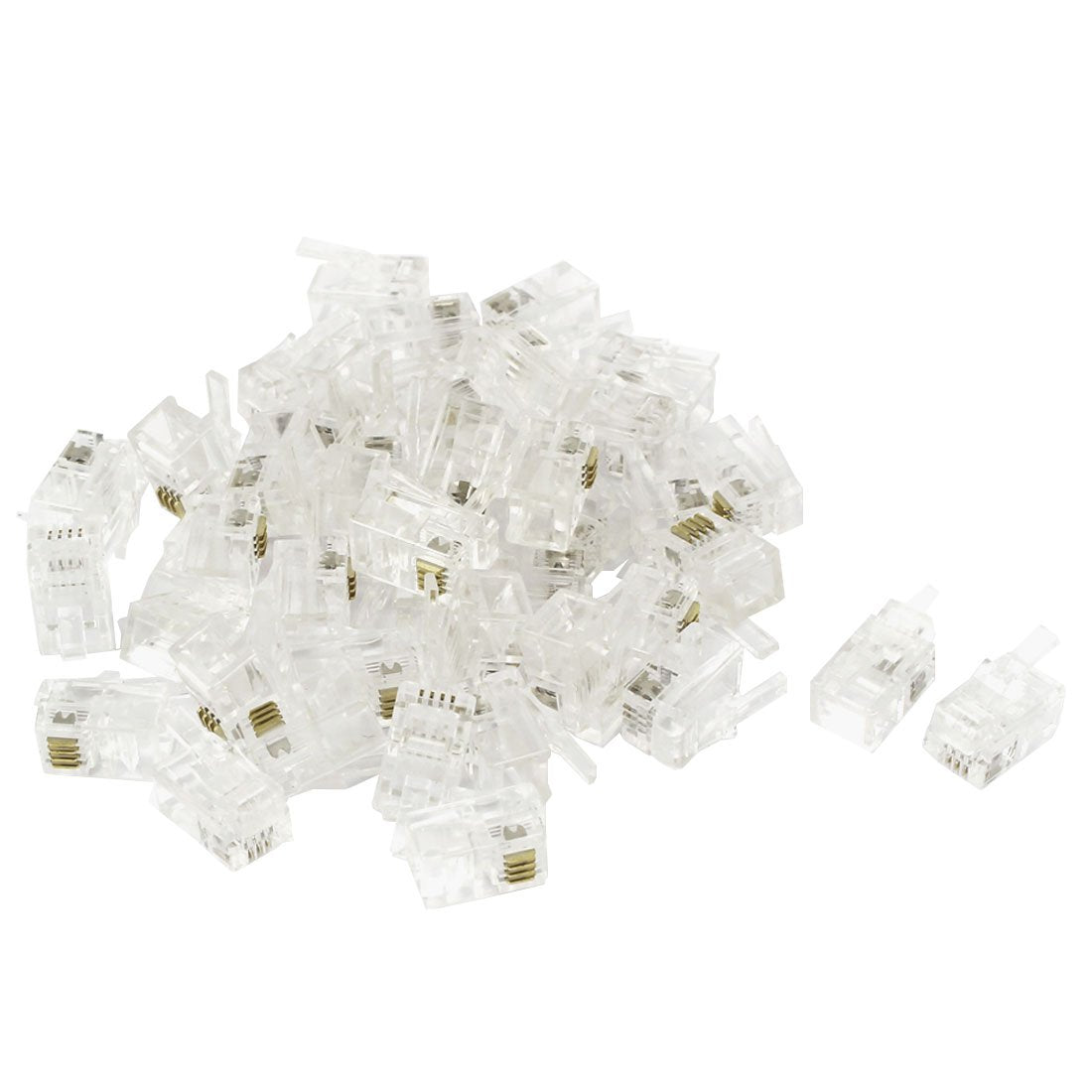 uxcell 40 Pcs Phone Modular Plug, Household RJ9 4P4C Telephone Cable End Phone Adapter Connector, Standard Jack for Telephone Handset Flat Stranded