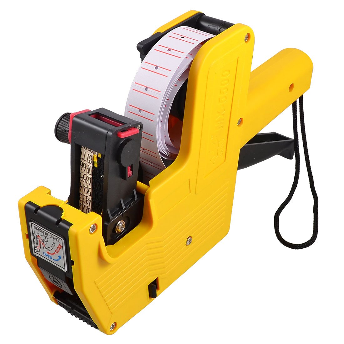 uxcell Plastic Cover 8 Digits Handheld Shopping Price Labeller Tag w Ink Roller Yellow