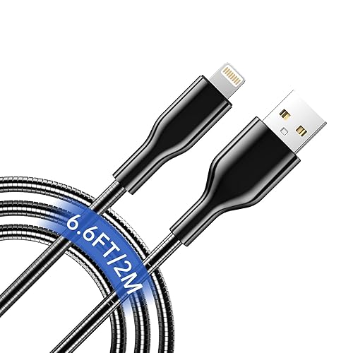Arkidyn Chew Proof iPhone Charging Cable 6.6FT - MFi Certified Metal Lightning Cable, Metal Cat & Dog Chew-Proof iPhone Charging Cord with 3A Fast…