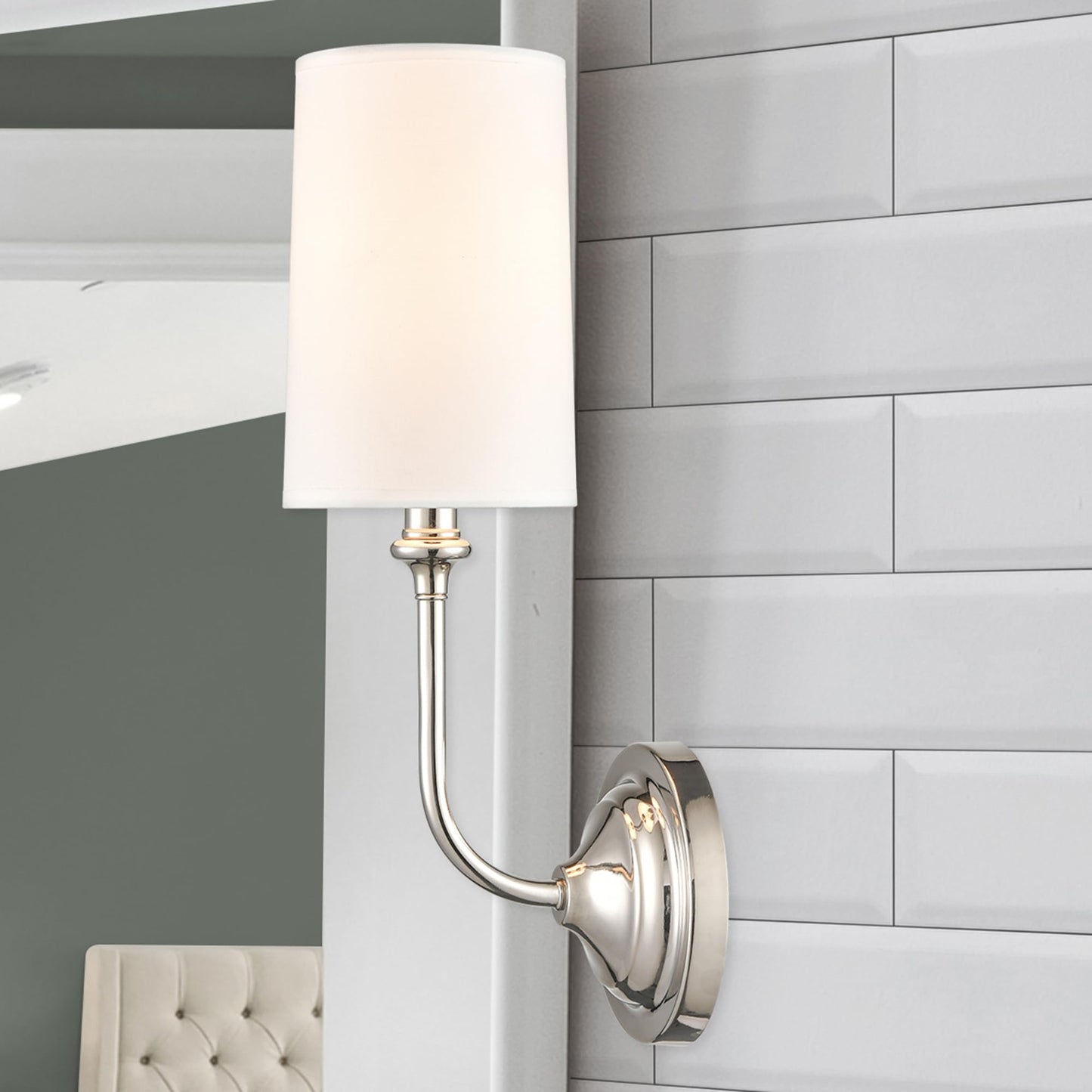 Innovations Lighting 372-1W-PN-S1 Giselle 1-Light Dimmable Wall Sconce Light Fixture with Off-White Shade for Hallway, Bedroom, Dining Room, or Office