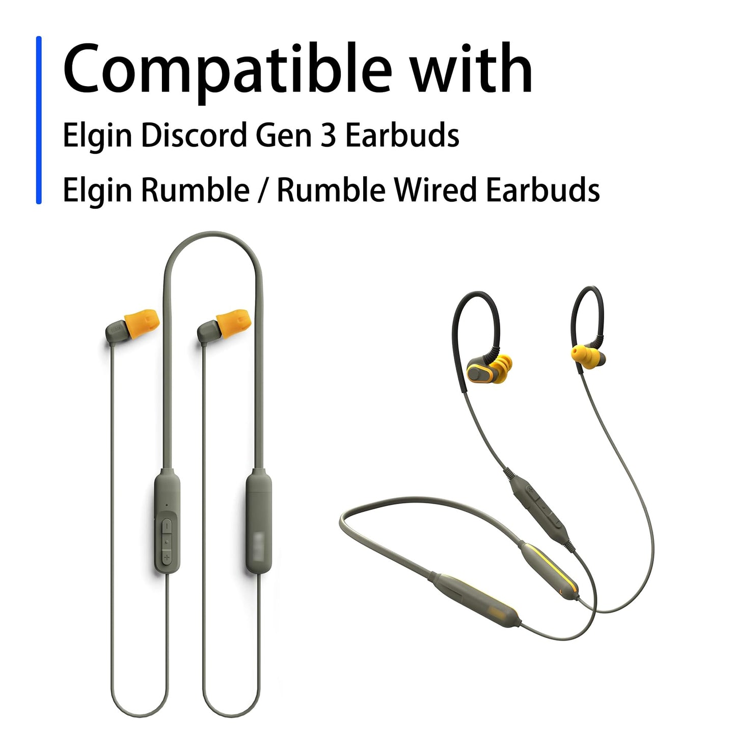 NANLANFAN Replacement Triple Flange Ear Tips for Elgin Discord Gen 3 / Rumble/Rumble Wired, Soft Silicone Ear Tips, 12 Pairs (Yellow, Large)