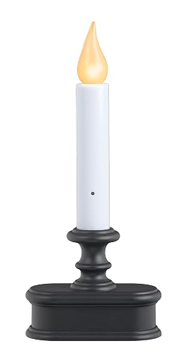 Xodus Innovations FPC1221A 8 inch Battery Operated LED Dusk to Dawn Window Candle with Amber Steady On or Flicker Flame, Black/Antique Bronze