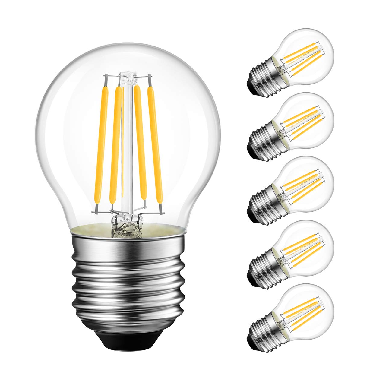 LVWIT G14 LED Filament Light Bulb, 60W Equivalent 2700K Small Globe Bulb