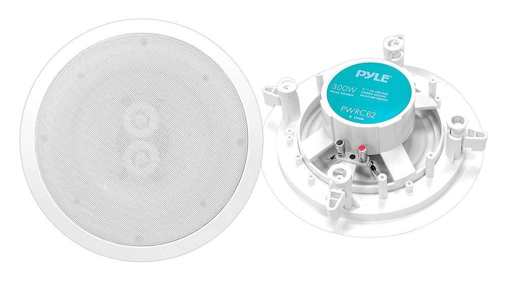Pyle 6.5 Inch 300W Dual Channel 8 Ohm Home Audio In Ceiling Marine Grade Waterproof Speaker with 60Hz to 22kHz Frequency Response, Single, 1 Pack