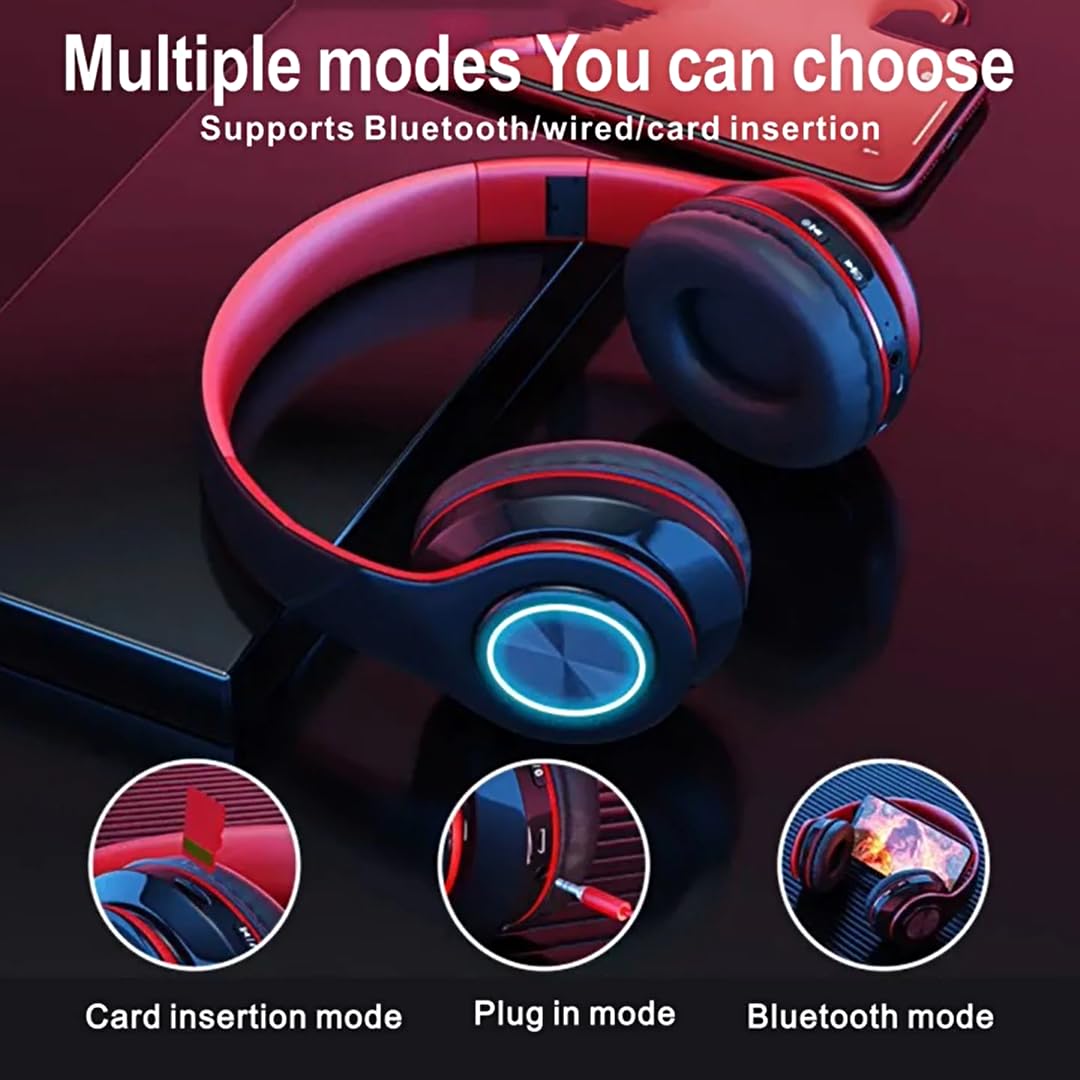 Fragolucyou Wireless Bluetooth Headphones-Colorful Lights,Foldable,Bluetooth 5.0,10 m Range,Stereo Surround,Built-in Microphone,Comfortable affixed…