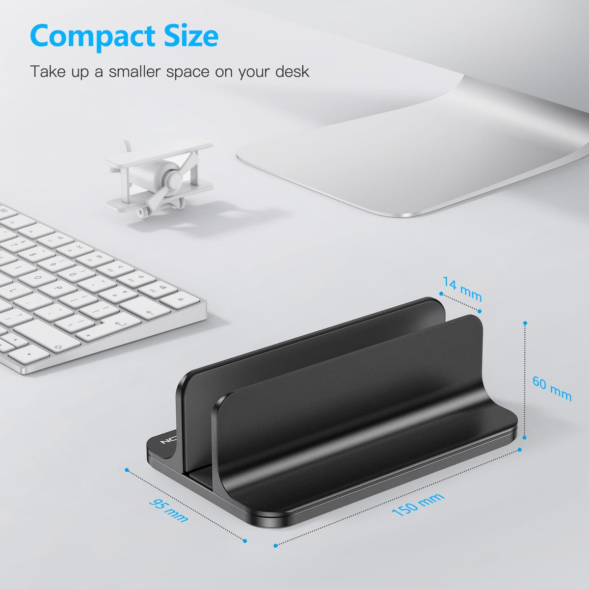 OMOTON Vertical Laptop Stand Holder, Adjustable Dock for MacBook, Black