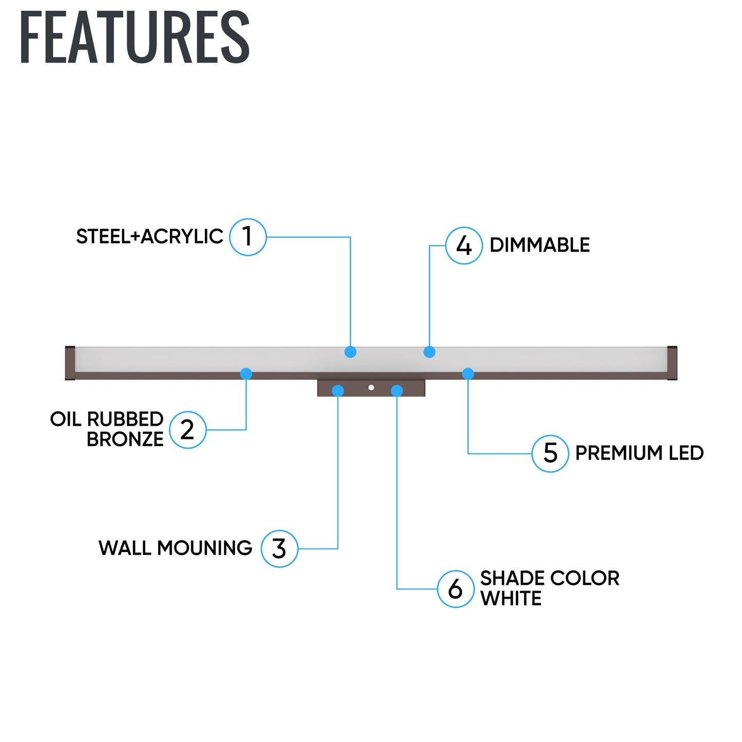 LEDMyplace 35W 48-inch LED Vanity Light Fixtures Over Mirror for Bathroom, Dressing Table, 3000/4000/5000K CCT Changeable, Dimmable, 2450LM, High