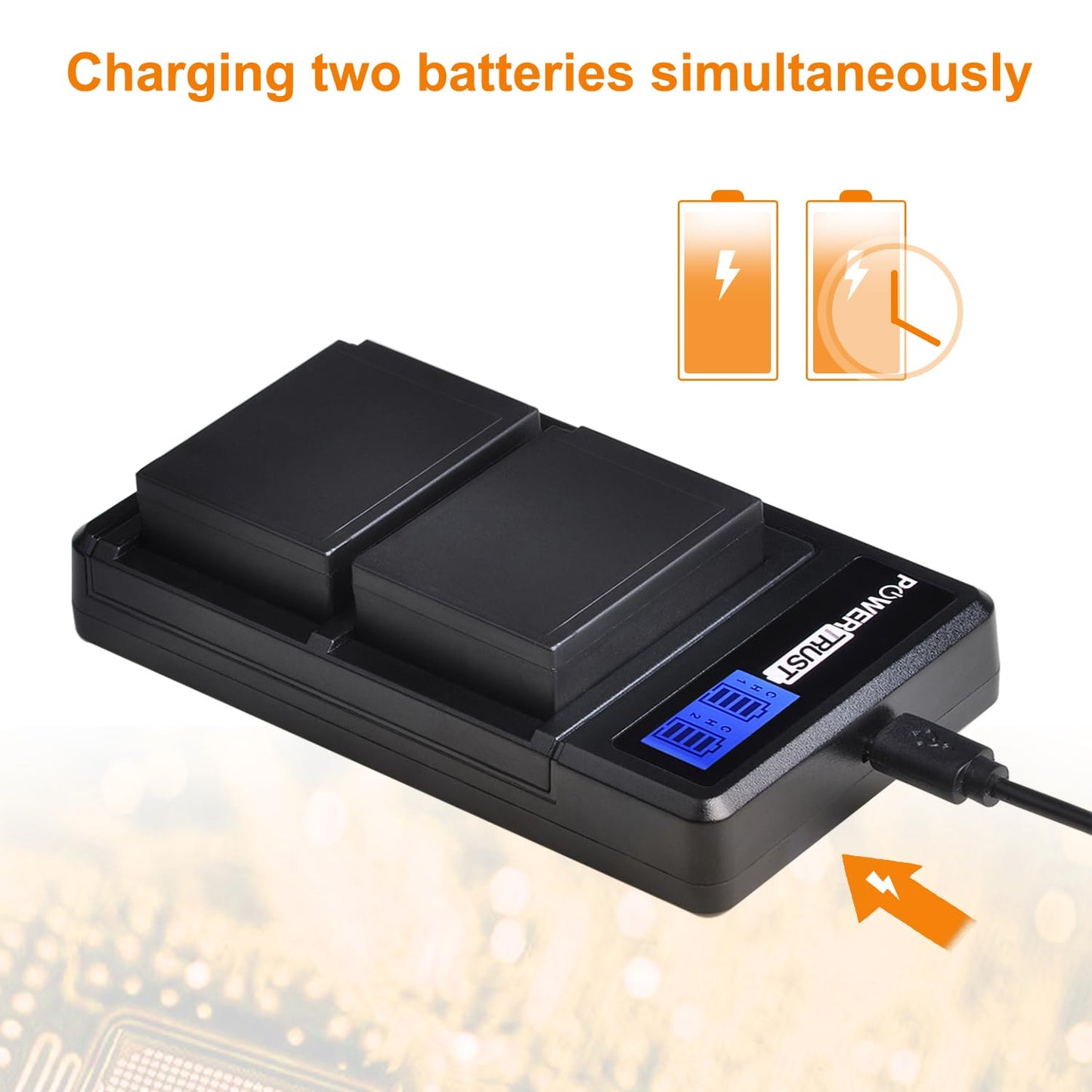 PowerTrust 2 Pack NP-W126 NP W126 Camera Battery and LCD USB Dual Charger for Fuji NPW126 X-T10 XT10 X-Pro1 XPro1 X-T1 XT1, HS30 33 35 5