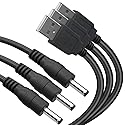 3-Pack 4ft USB A Male to 3.5mm x 1.35mm 5V Adapter - DC Power Cable for LED Lights, Speakers, Fans & More