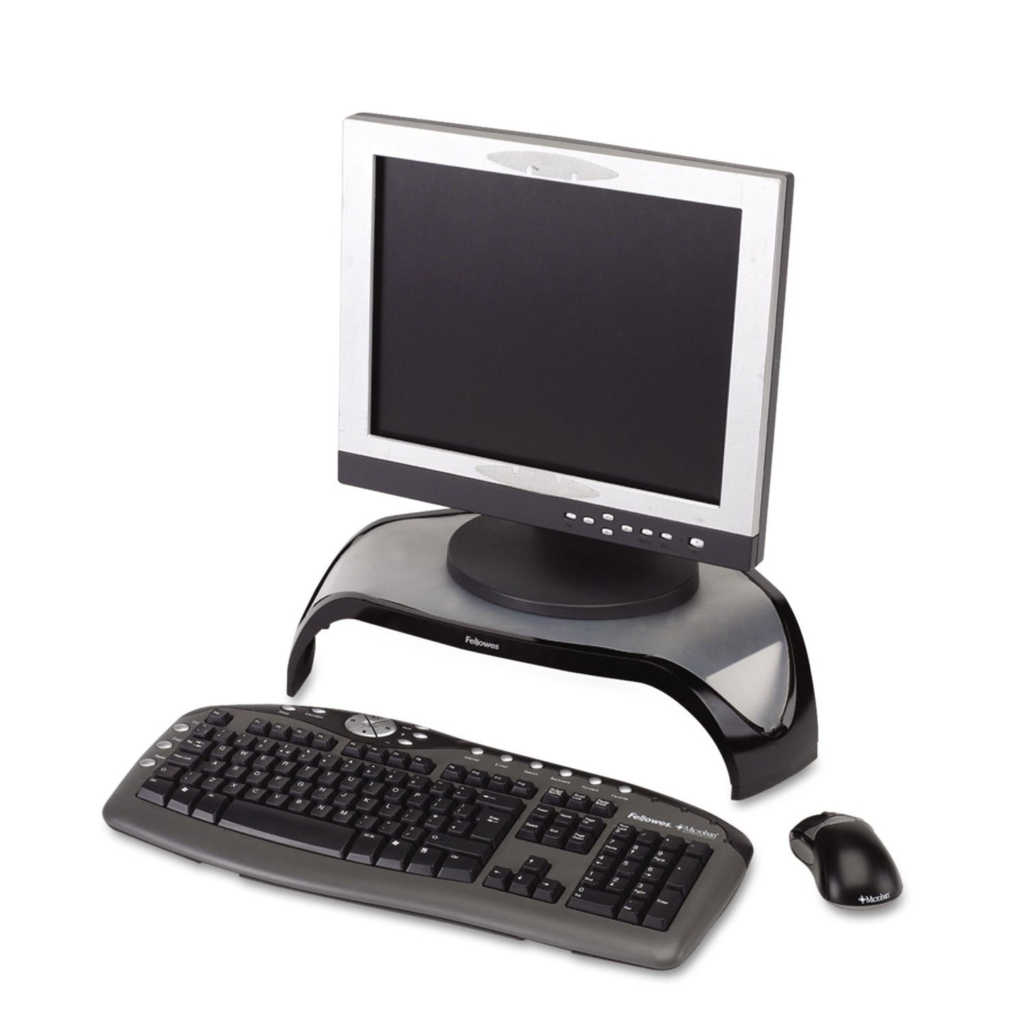 Fellowes 8020101 Corner Monitor Riser, Adjustbl,18-1/2-Inch x12-1/2-Inch x5-1/8-Inch, BK/GY