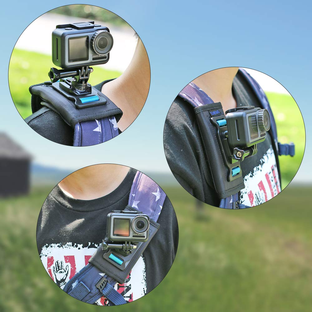 SUREWO Backpack Shoulder Strap Mount with Adjustable Shoulder Pad Compatible with GoPro Hero 13/12/11/10/9/8/7/6/5/4,DJI Osmo Action 6/5