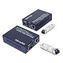 A Pair Gigabit Ethernet Media Converter, 10/100/1000Mbps Networks Ethernet to Fiber Media Converter, with 2pcs 1000Base-LX SFP Module (1.25Gb/s